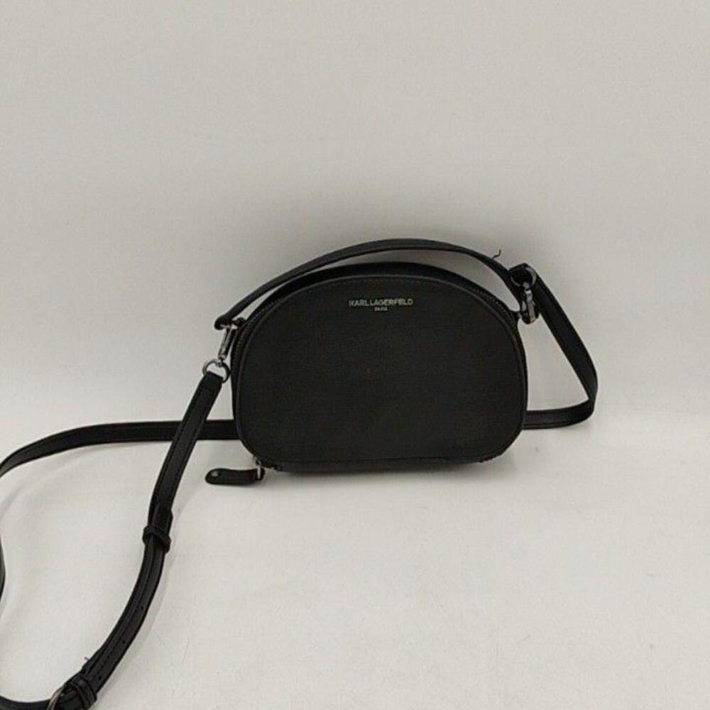 Karl Lagerfeld Paris Crossbody Bag Womens Small Black Leather Zip Purse